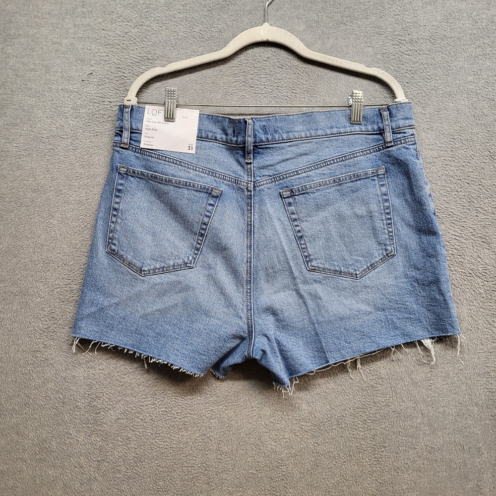 Loft Women Shorts 31 Blue Denim The Cut Off High Rise Button Fly NWT